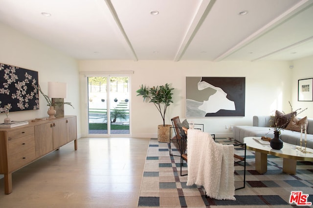 living room with light hardwood / wood-style floors