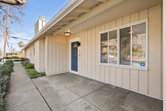 doorway to property with a patio