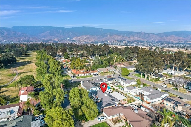 aerial view with a residential view and a mountain view