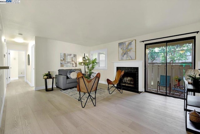 living room with light hardwood / wood-style floors