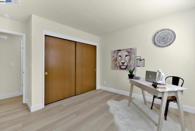 office with light hardwood / wood-style flooring