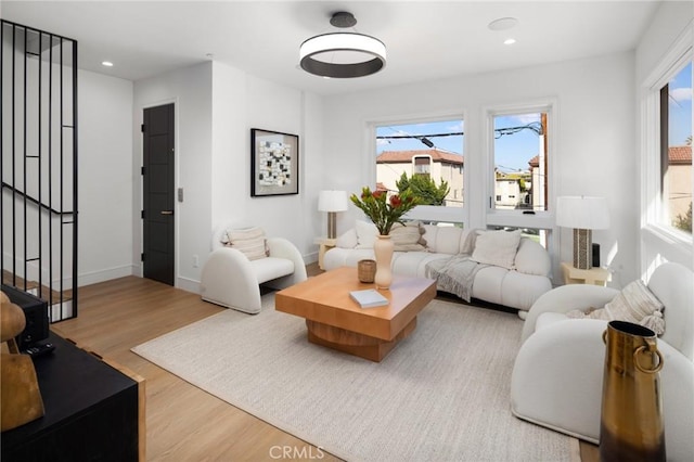 living room with hardwood / wood-style flooring