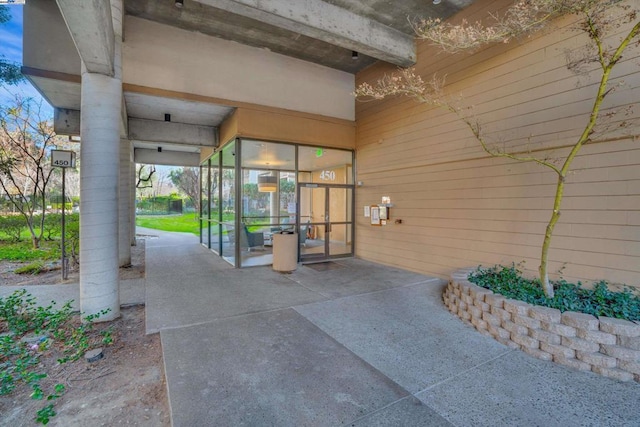 doorway to property featuring a patio