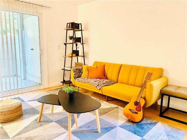 living area featuring hardwood / wood-style flooring