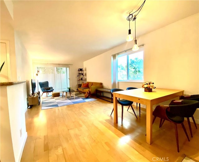 dining area with hardwood / wood-style flooring