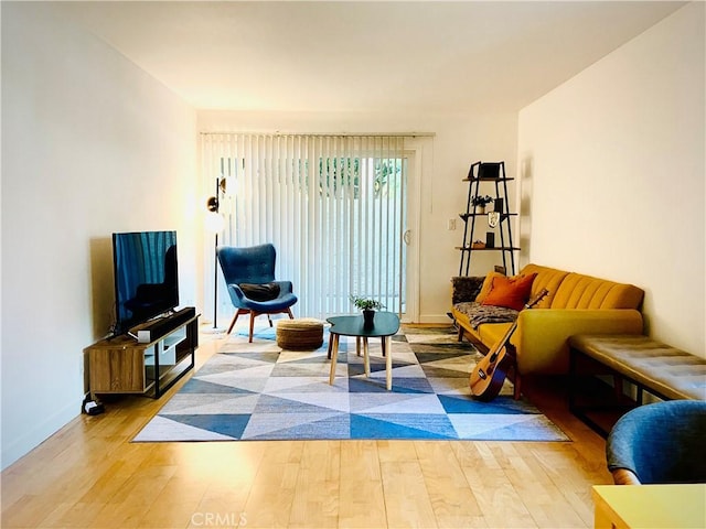 living area featuring wood-type flooring