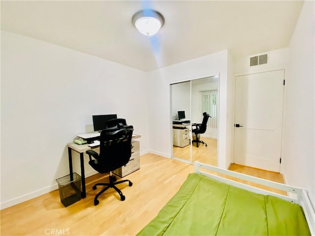 office area featuring hardwood / wood-style flooring