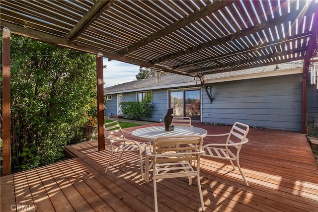 wooden terrace with a pergola