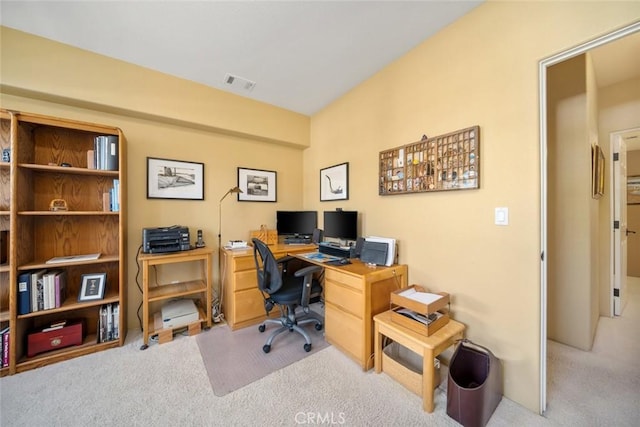 view of carpeted office space