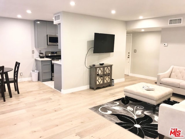 living room featuring light hardwood / wood-style floors