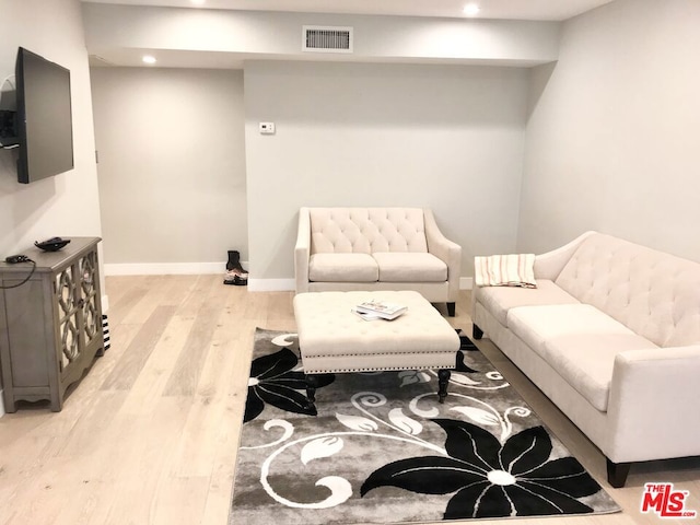 living room with light wood-type flooring