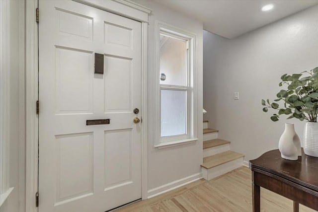 foyer entrance featuring light hardwood / wood-style floors