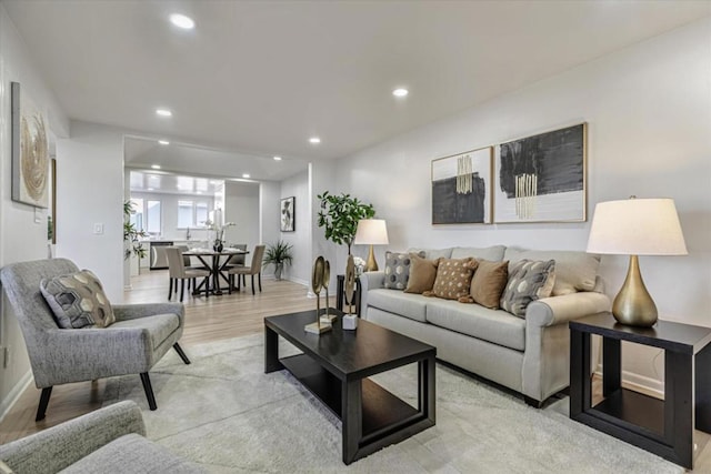 living room featuring light hardwood / wood-style floors