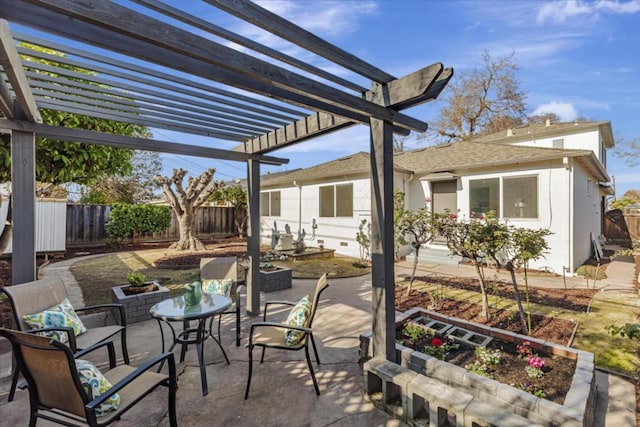 view of patio / terrace featuring a pergola