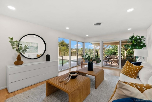 living room featuring light hardwood / wood-style floors