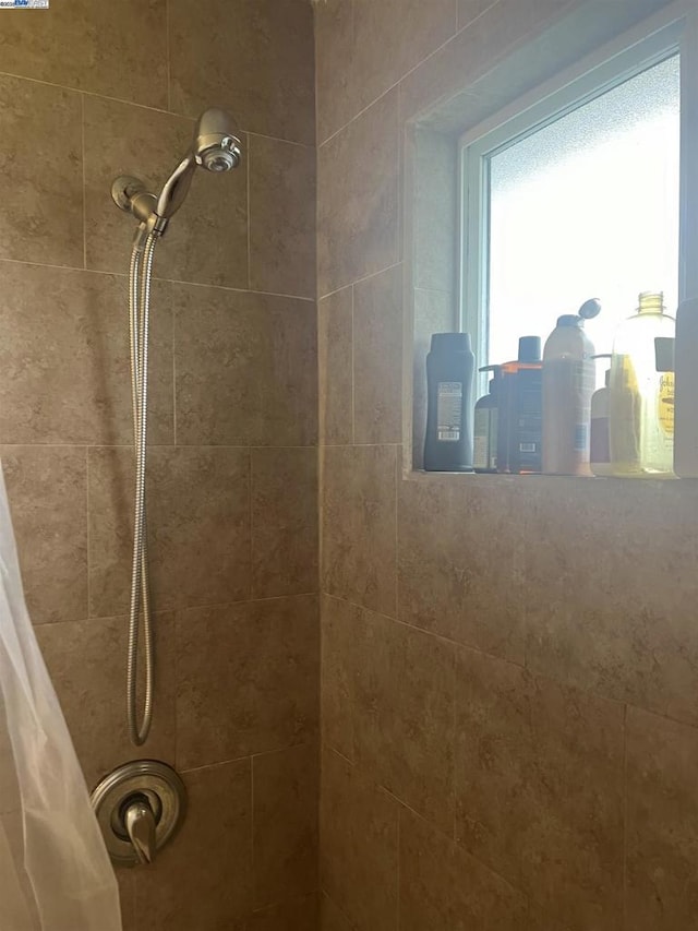 bathroom featuring a shower with shower curtain