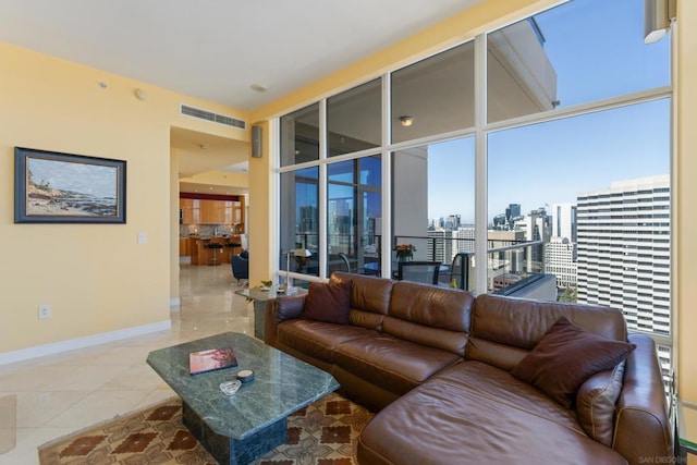 view of tiled living room