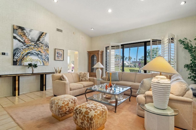 view of tiled living room