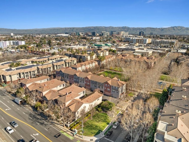 aerial view with a mountain view