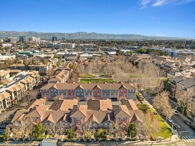 drone / aerial view with a mountain view