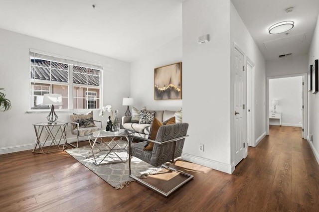 living room with wood-type flooring