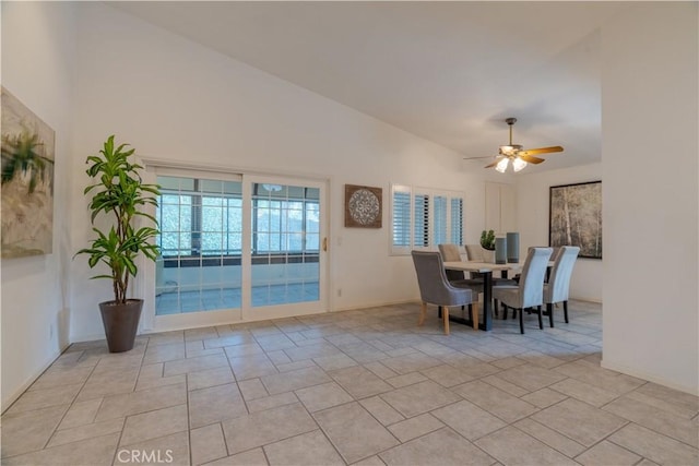 unfurnished dining area with ceiling fan