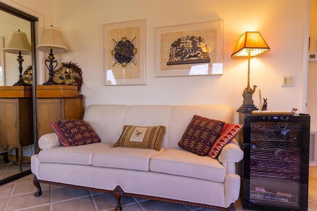 sitting room with tile patterned flooring