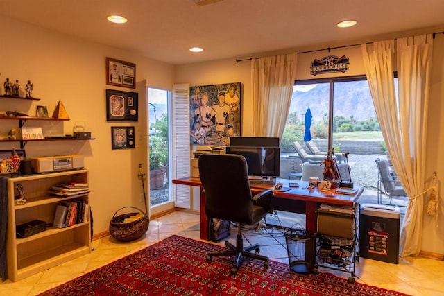 office with light tile patterned floors