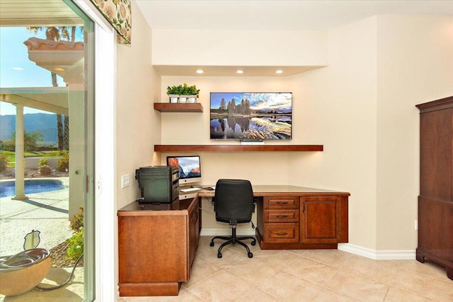 view of tiled home office