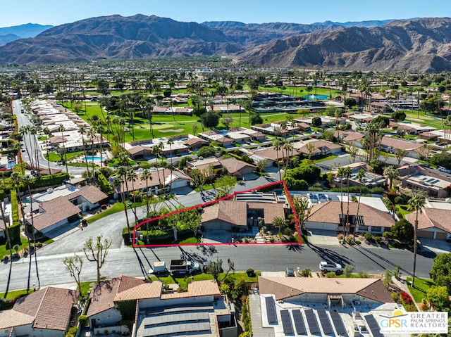 aerial view with a mountain view