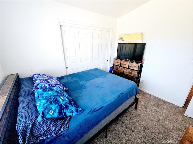 carpeted bedroom with a closet