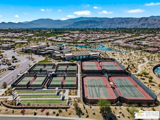 drone / aerial view with a mountain view