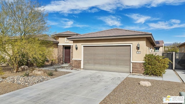 prairie-style house with a garage