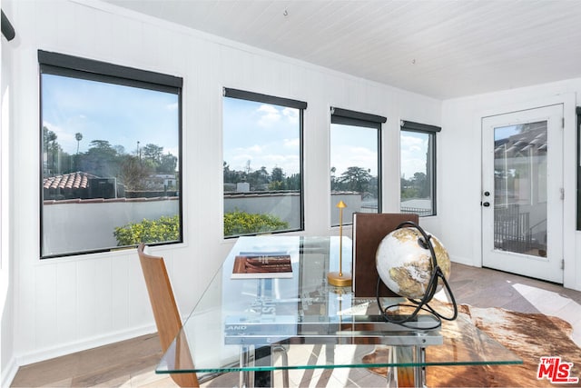 dining space featuring hardwood / wood-style floors