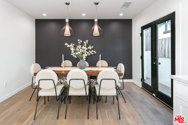 dining area featuring light hardwood / wood-style floors