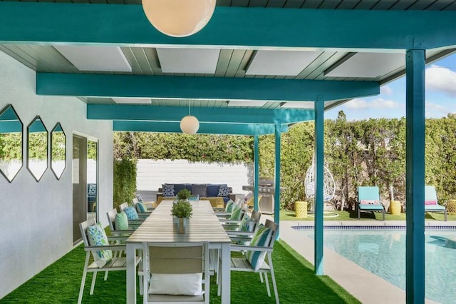 view of patio / terrace with a grill and an outdoor living space