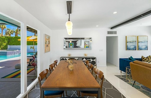 view of tiled dining area