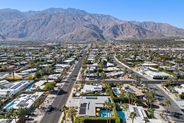 bird's eye view with a mountain view