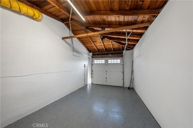 garage featuring wood ceiling