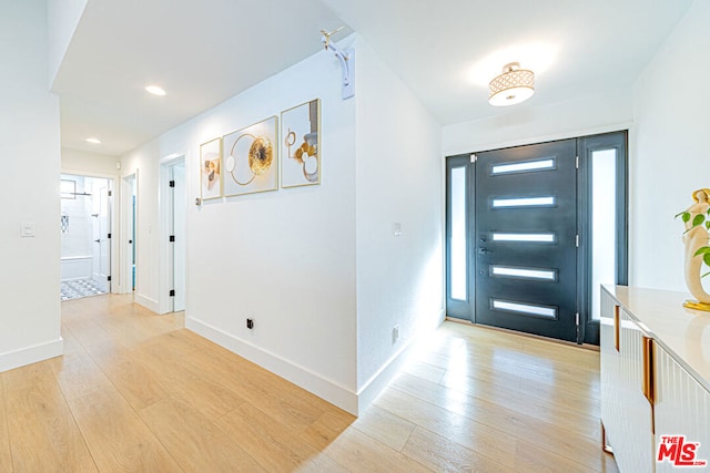 entryway with light wood-type flooring