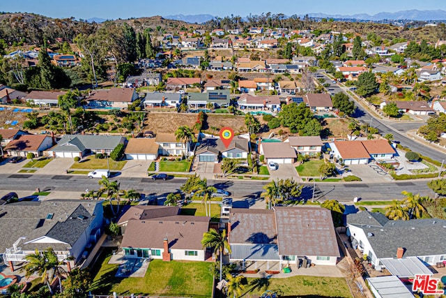 bird's eye view featuring a mountain view