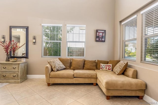 view of tiled living room