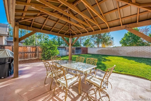 view of patio featuring a gazebo