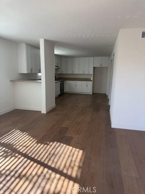 unfurnished living room with dark hardwood / wood-style floors