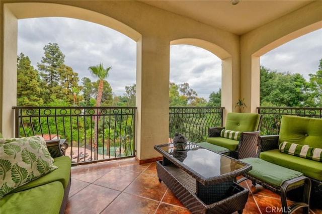 balcony with an outdoor hangout area