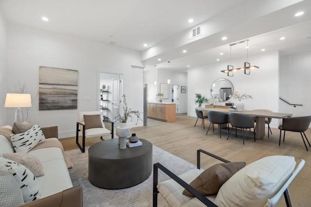 living room featuring light hardwood / wood-style floors