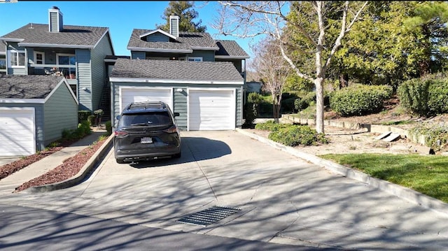 exterior space with a garage