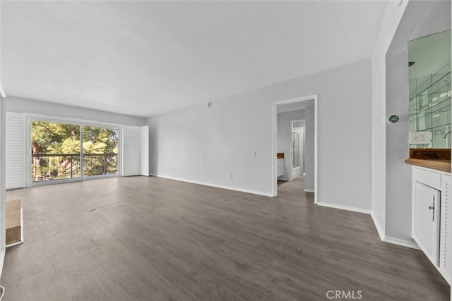 unfurnished living room featuring dark hardwood / wood-style flooring