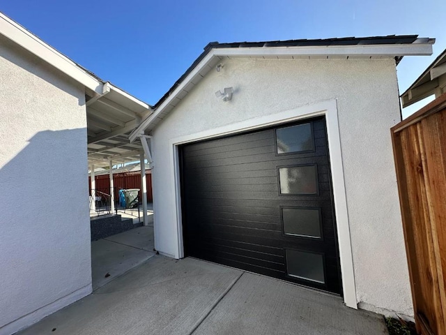 view of garage