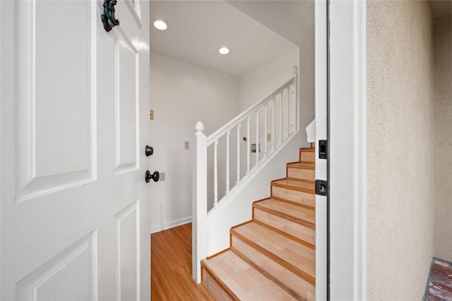 foyer entrance with wood-type flooring